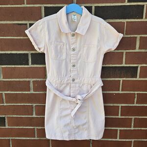 Oshkosh Girls Pink Denim Front Short Sleeve Cotton Dress Size 8